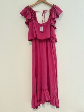 NWT Anthropologie Women's Daily Practice ruffled midi tiered overlay dress